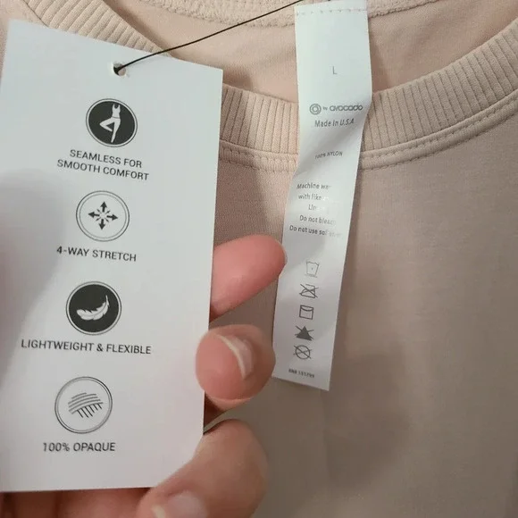 NWT Avocado As You Are Cropped Workout Tank Top Tan Color Size Large Made in USA - Picture 4 of 7